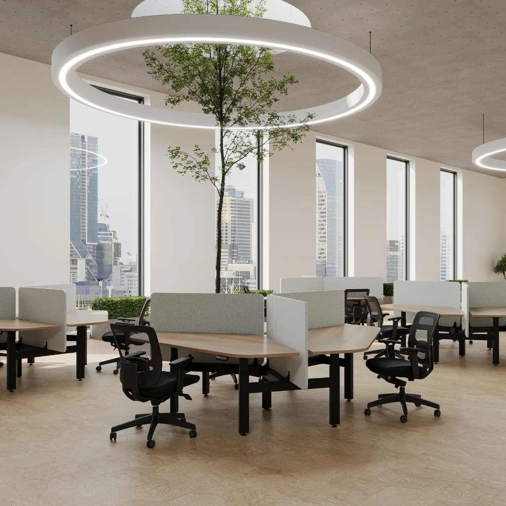 Summit II Electric 120° Rotor 3 Pod Desk - Workspace Direct