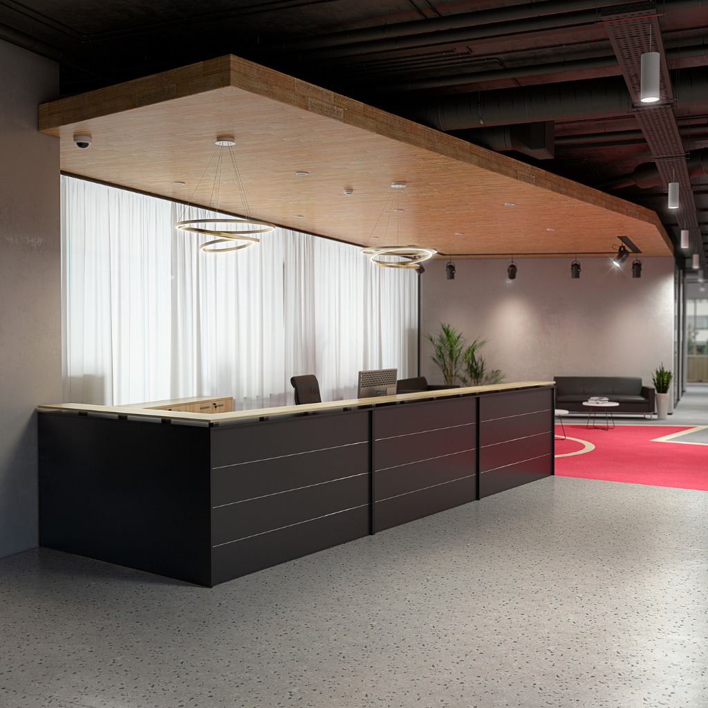 Cubit Reception Counter Black/Oak Top 1800w