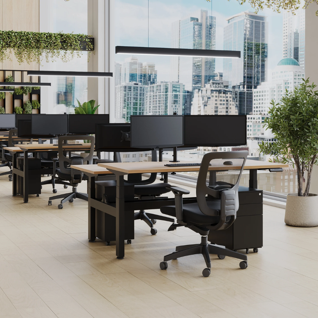 Summit II Electric Back-to-Back 2 Person Pod Desk - Workspace Direct