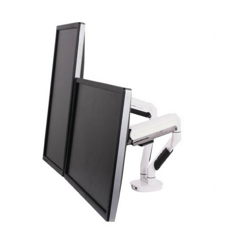 Cutlass Dual Monitor Arm with USB Ports White/Black