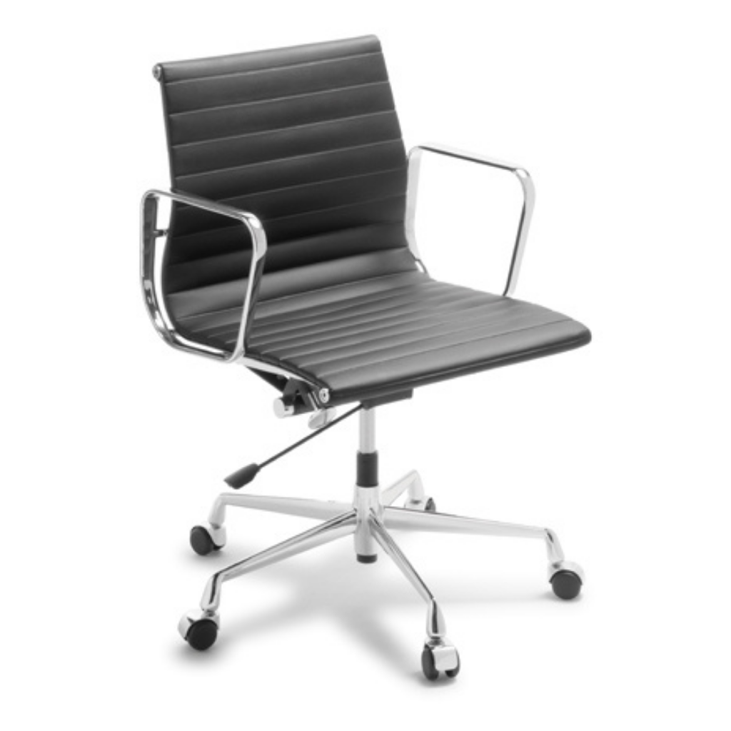 Eames Replica Midback Executive Chair Black Genuine Leather