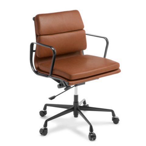 Eames Replica Midback Soft Pad Executive Chair Tan Leather - Workspace Direct