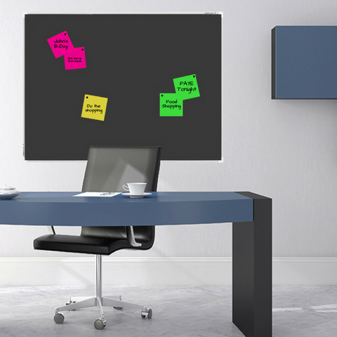 Black Fabric Pinboard Single Sided Aluminium Frame