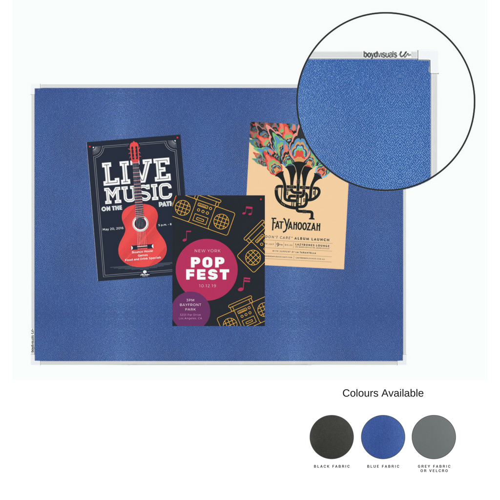 Blue Fabric Pinboard Single Sided Aluminium Frame