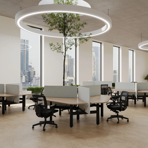 Summit II Electric 120° Rotor 3 Pod Desk - Workspace Direct