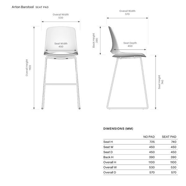 Knight Arton Sled Base High Back Bar Stool