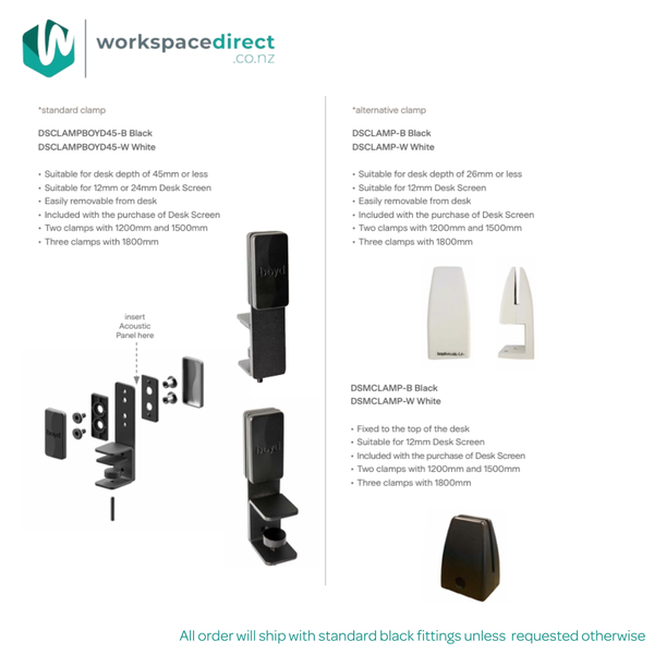 Acoustic Desk Mounted Screen Partition 400mm High - Workspace Direct