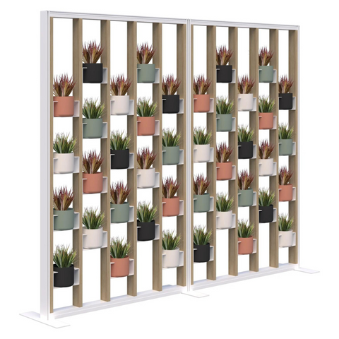 Connect Fin Planter Room Divider Screen with Pots and Artificial Plants Incl