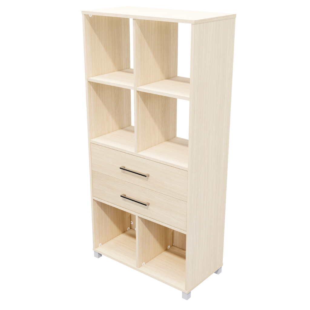 Workspace Cubby Hole 6 Cube 2 Drawer Storage Bookcase 1650mm High