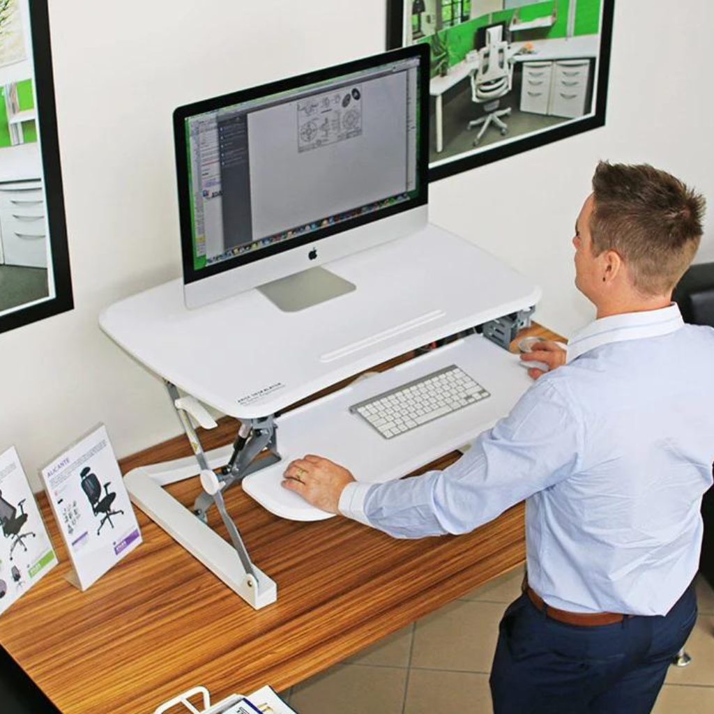 Deskalator Sit/Stand Monitor Riser Desk  Medium White 890Wx590Dmm