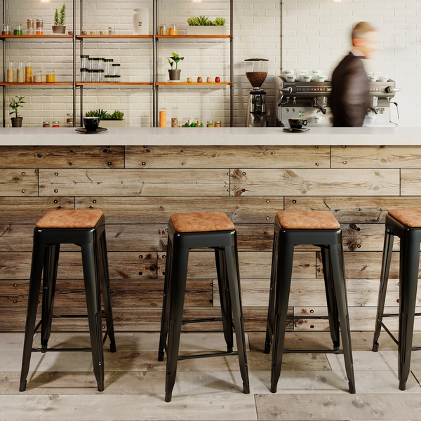 Industry Bar Stool with Upholstered Soft Seat