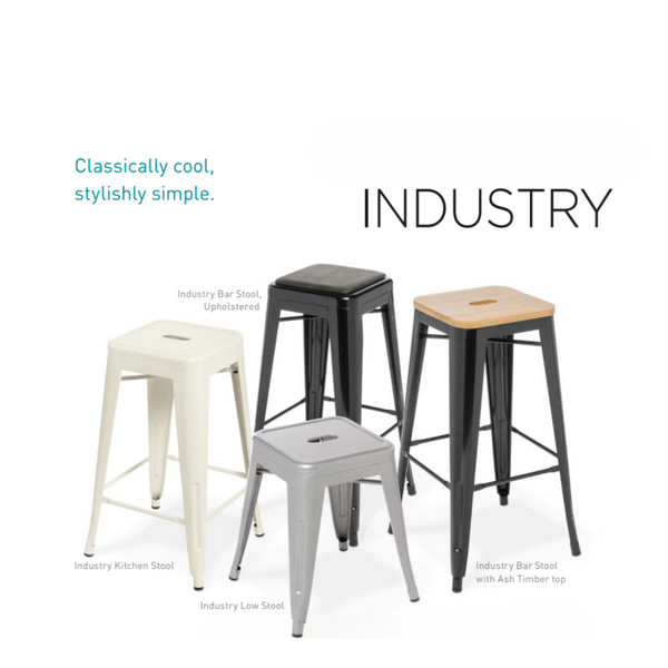 Industry Bar Stool with Upholstered Soft Seat