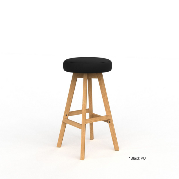 Luna Button Oak Bar Stool