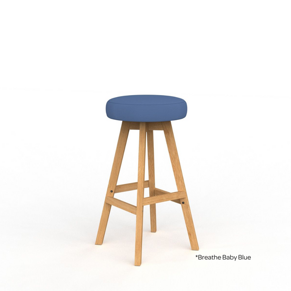 Luna Button Oak Bar Stool