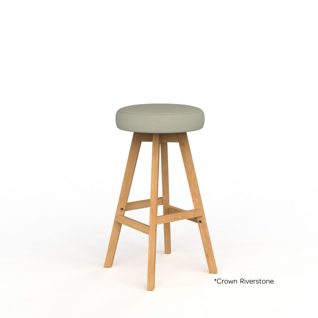 Luna Button Oak Bar Stool