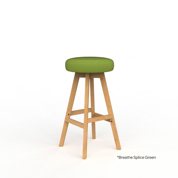 Luna Button Oak Bar Stool