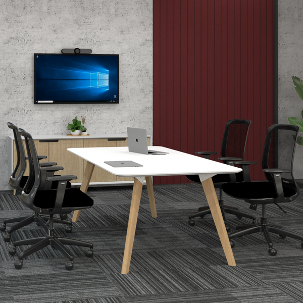 Oslo Rectangle Boardroom Meeting Table Ash Timber Base