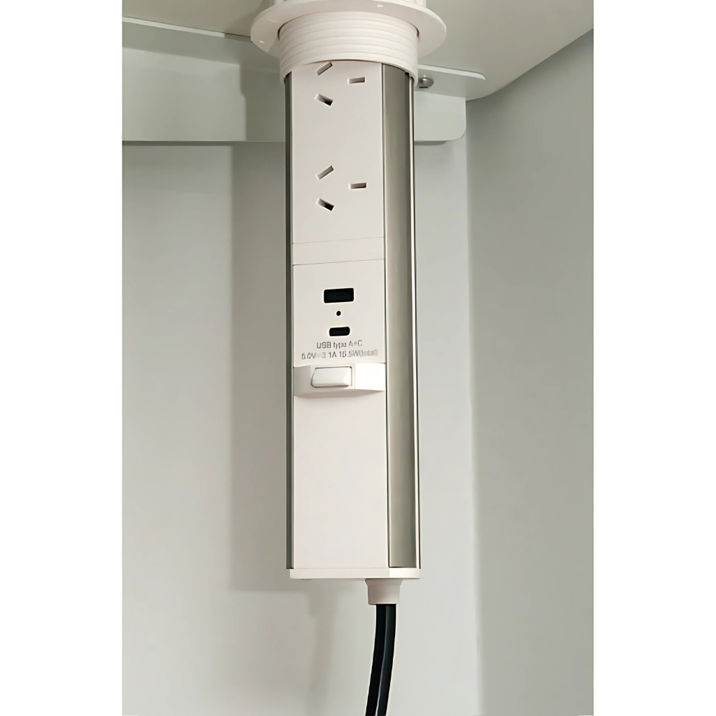 Pop Top Pull-Up Multiplug in Desk Power – Workspace Direct