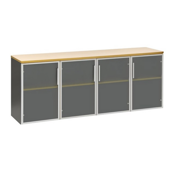 OPD Pulse Credenza Ironstone - 4 Glass Doors