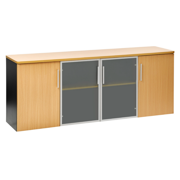 OPD Pulse Credenza 1800mm - 4 Door Glass and Wood