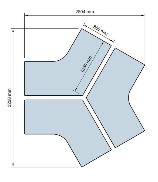 Summit II Electric 120° 3 Pod Desk