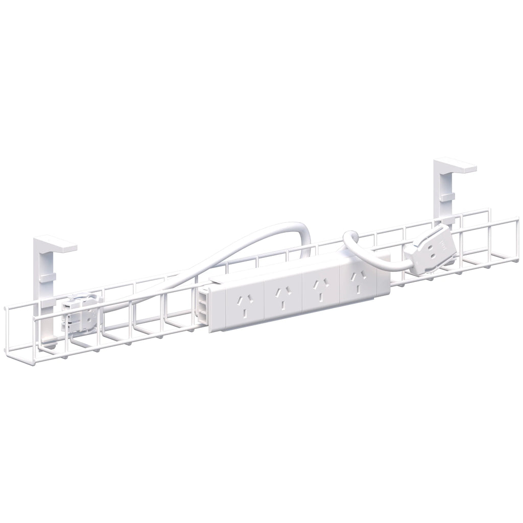Desk CMS Soft Wiring Under Desk GPO Power Board & Interconnecting Lead Kit With Cable Basket