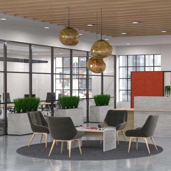 Workspace Office Planter Box - With Artificial Plants