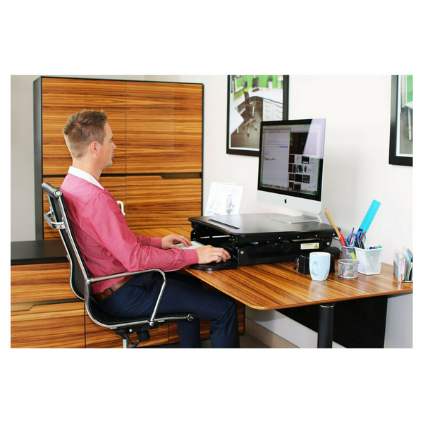 Deskalator Sit/Stand Monitor Riser Desk Small Black 680Wx590Dmm