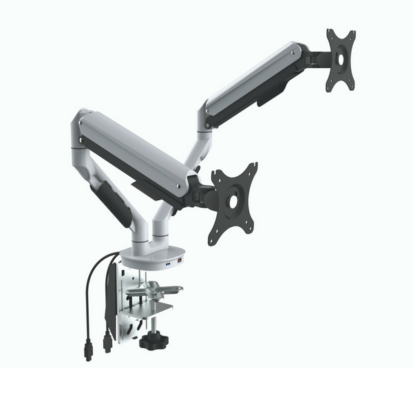 Cutlass Dual Monitor Arm with USB Ports White/Black