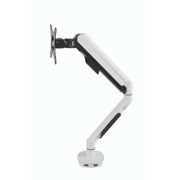 Cutlass Single Monitor Arm with USB Ports White/Black