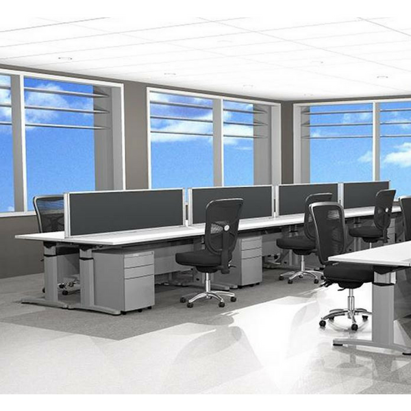 Desk Mounted Partition - Charcoal Fabric