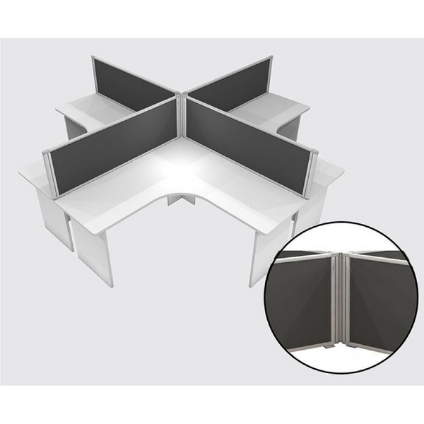 Desk Mounted Partition - Charcoal Fabric