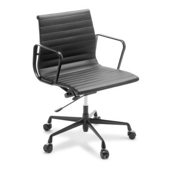 Eames Replica Midback Executive Chair Black Genuine Leather
