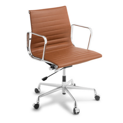 Eames Replica Midback Executive Chair Tan Leather