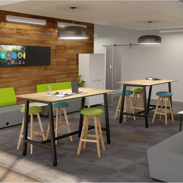 Luna Button Oak Bar Stool