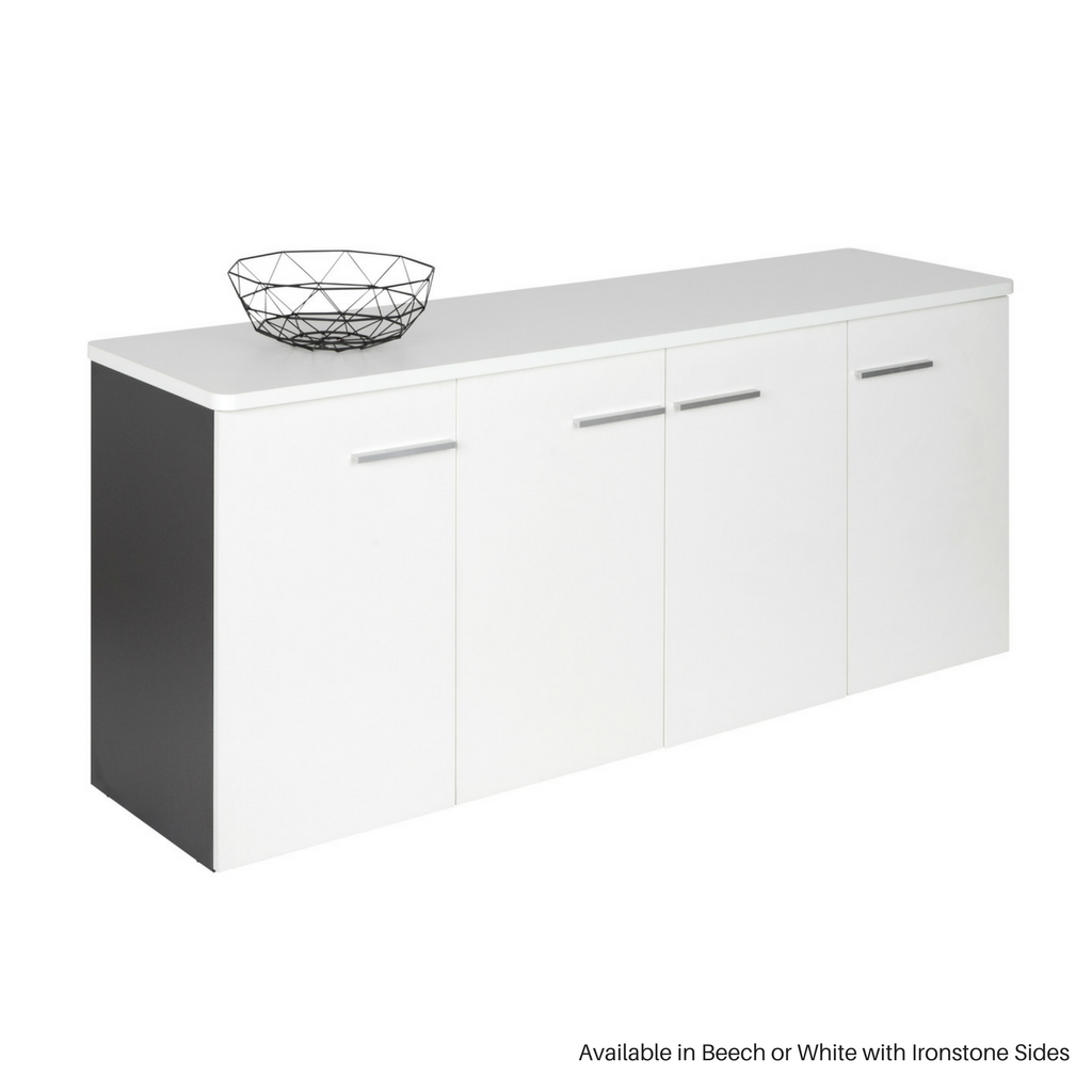 OPD Pulse Credenza OC555 1800mm, Ironstone, 4 Wooden Doors