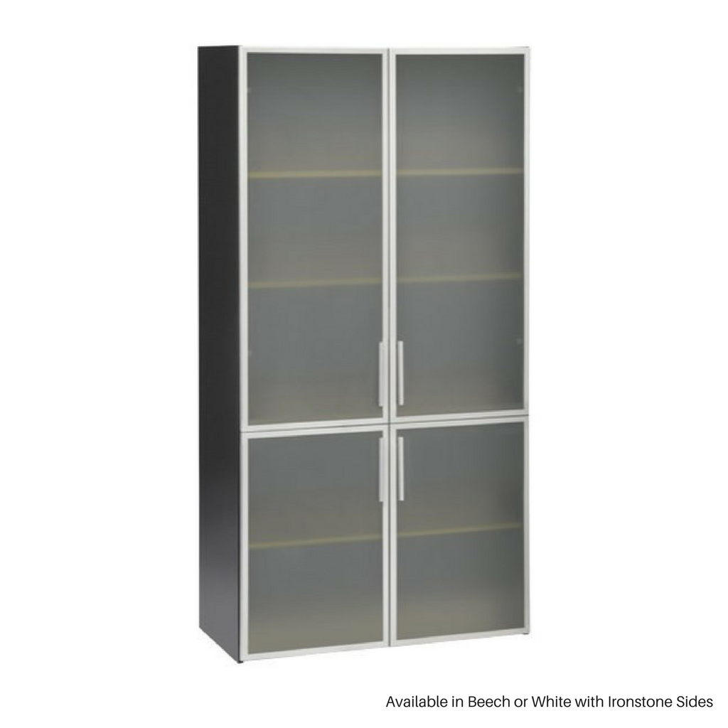 OPD Pulse Cupboard OS555, 1800MM, Ironstone, 4 Glass Doors