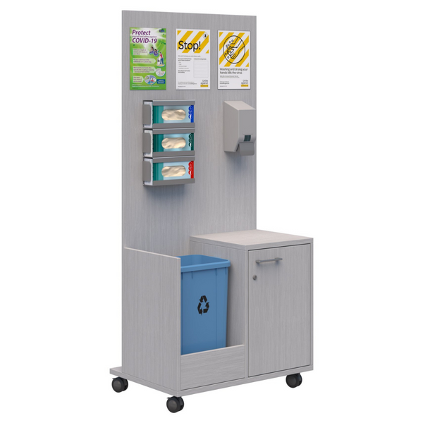 Office Safety Space Sanitiser Station With Storage and Bin Compartment