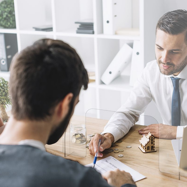 Lookout Acrylic Sneeze Guard Counter Screen 600x800mm With Cut Out
