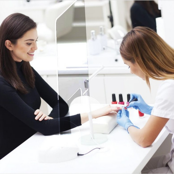 Lookout Acrylic Sneeze Guard Counter Screen 600x800mm With Cut Out