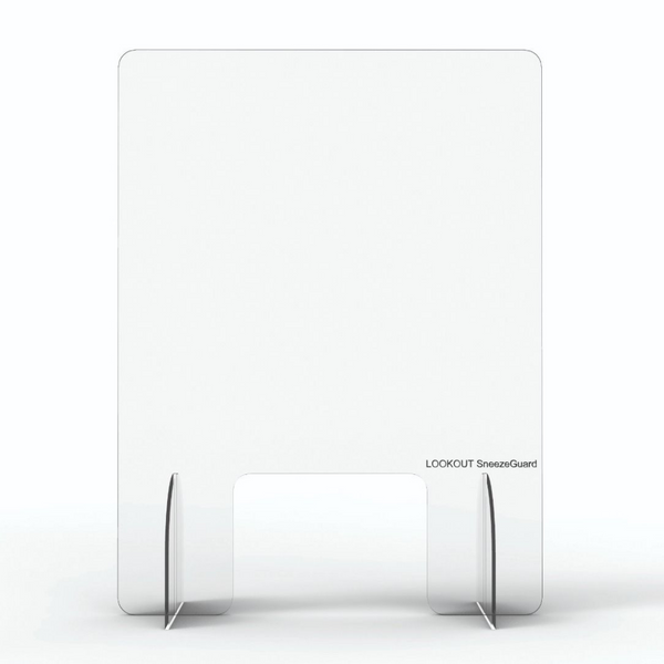 Lookout Acrylic Sneeze Guard Counter Screen 600x800mm With Cut Out