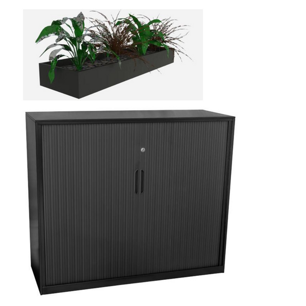 Tambour Cabinet Proceed Black  1020high x 1200wide 3 Tier