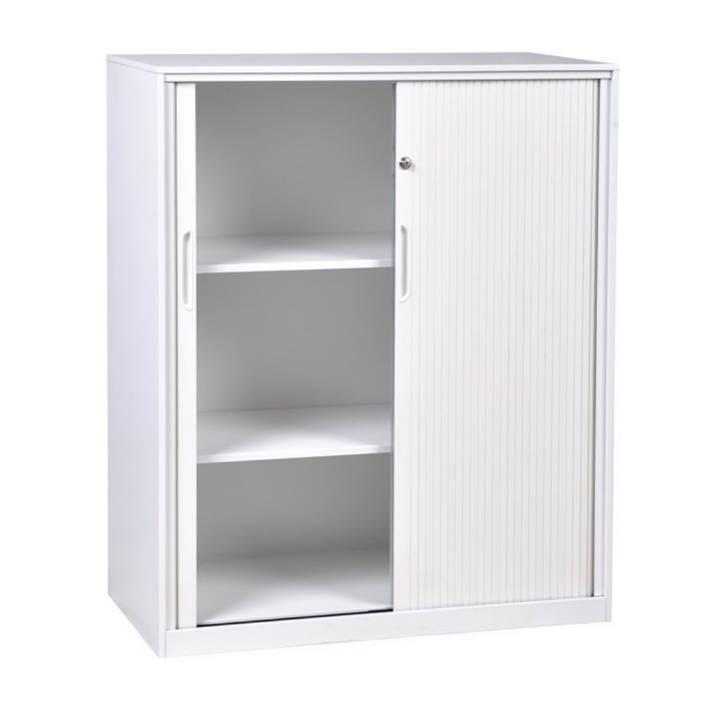 Tambour Cabinet Proceed White 1020high x 1200wide 3 Tier