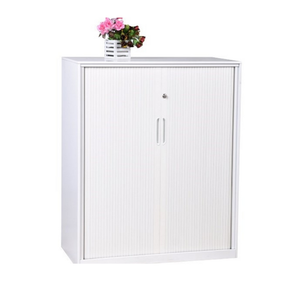 Tambour Cabinet Proceed White 1200high x 1200wide 4 Tier