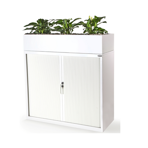 Tambour Cabinet Proceed White 1200high x 900wide 4 Tier