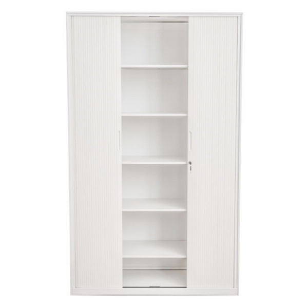 Tambour Cabinet Proceed White 1980high x1200wide 6 Tier